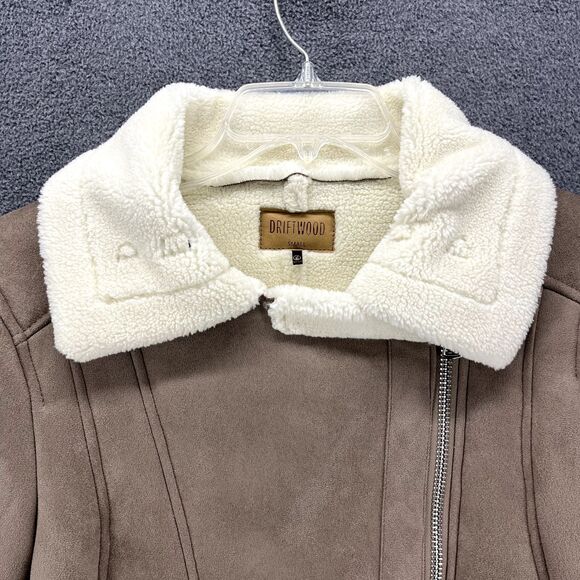 DRIFTWOOD Jacket womens Small faux‎ suede beige embroidered sleeves Fleece lined - Picture 4 of 16